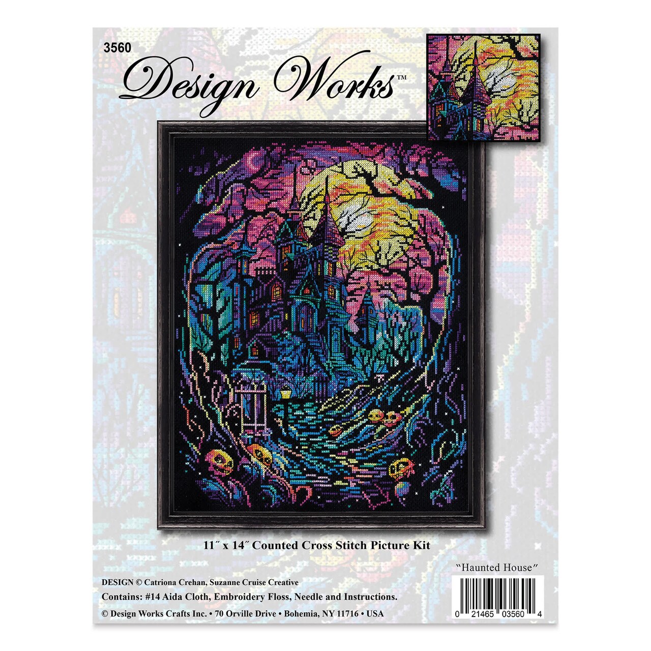 Design Works Counted Cross Stitch Kit - Haunted House, 11" x 14"